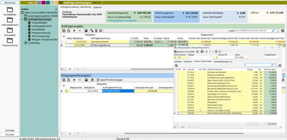 Screenshot der ABK-Software, der die Auftragsvergabe zeigt