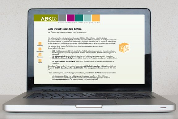 ABK-Industriestandard Edition - Österreichischer Industriestandard Screenshot, der die Startseite der ABK-Industriestandard Edition zeigt