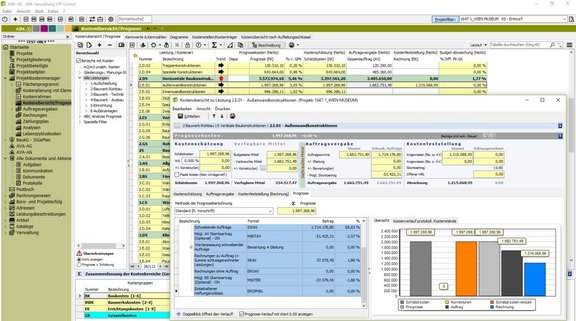 Screenshot der ABK-Software, der den Projektkostenmanager in ABK zeigt