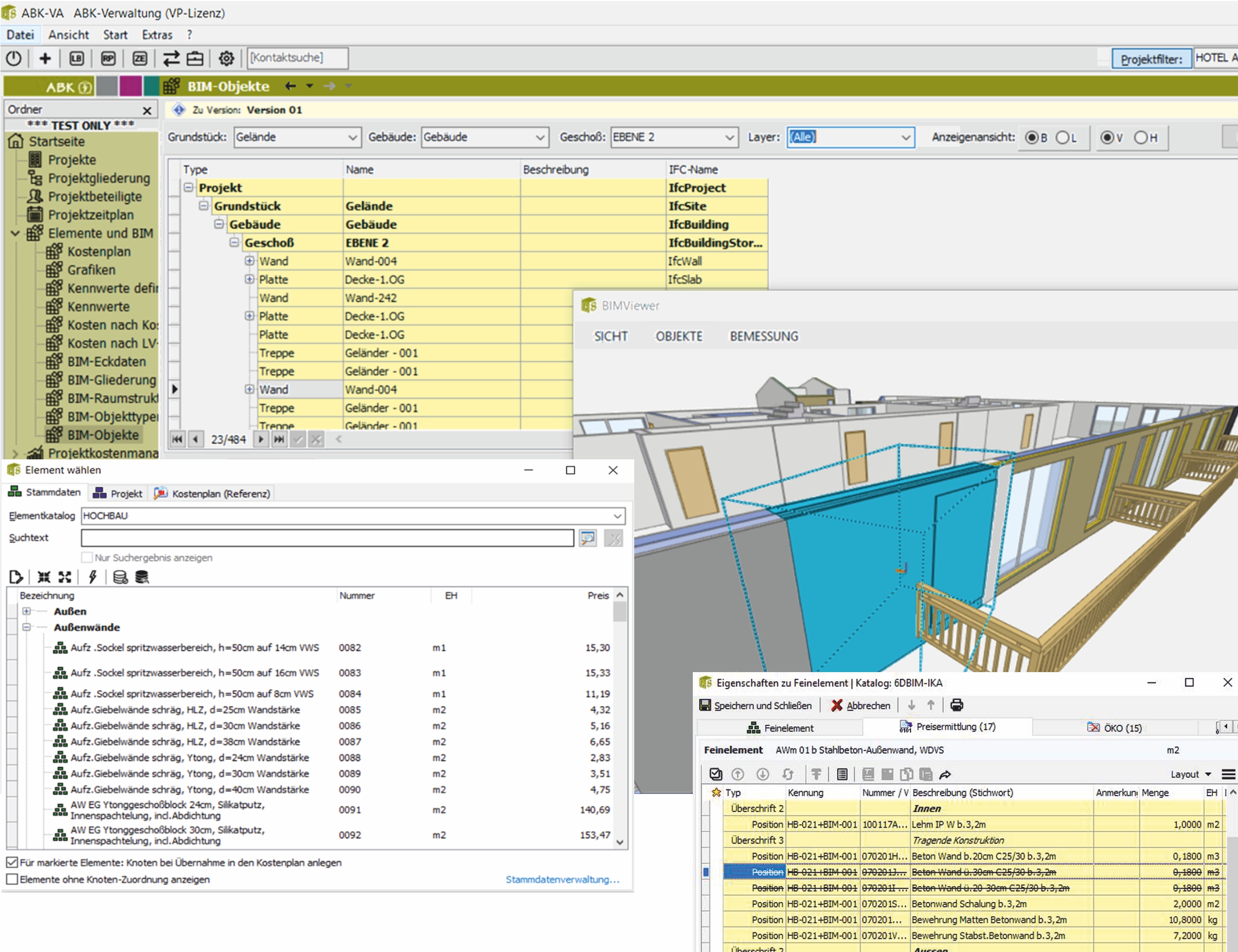 Screenshot zur ABK-BIM-Software
