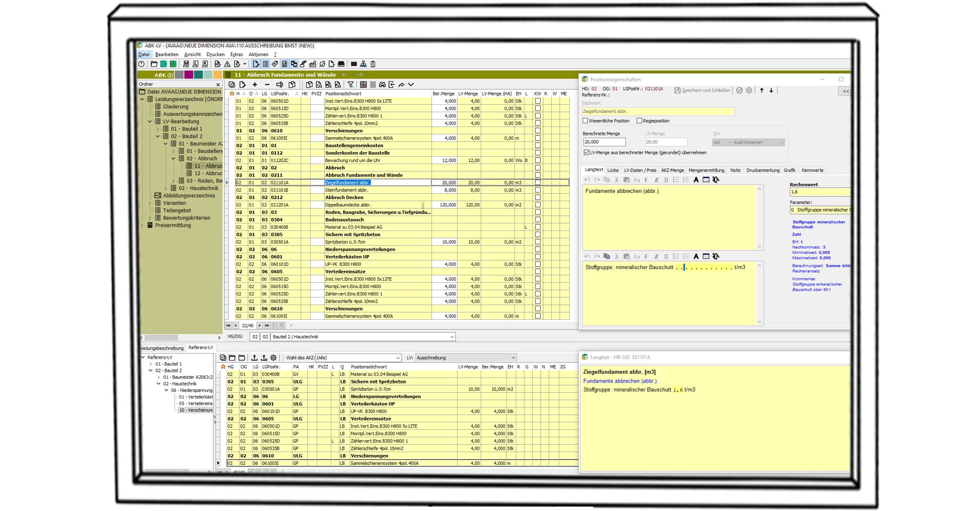 Screenshot zu LV-Erstellung in der ABK-Software