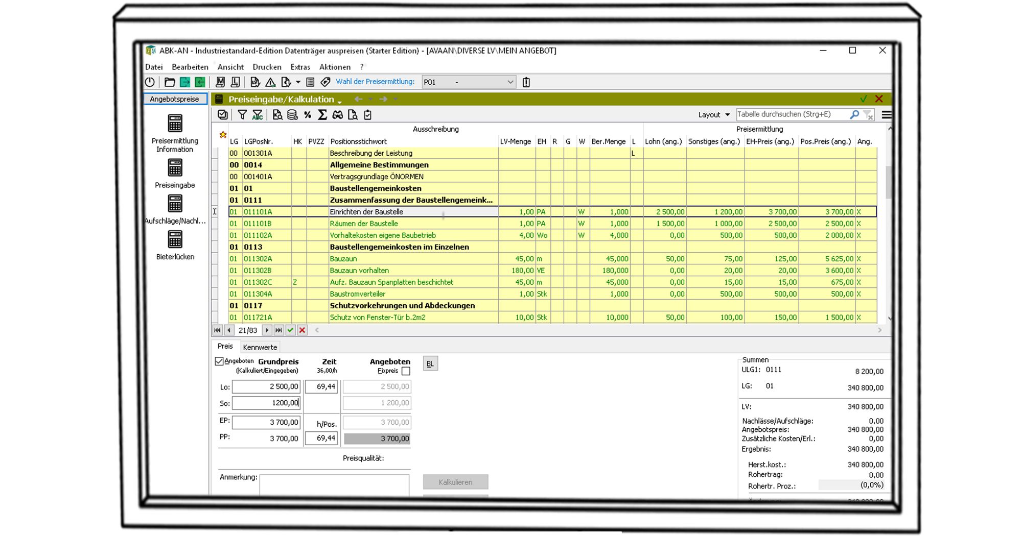 Screenshot der ABK-Starter Edition